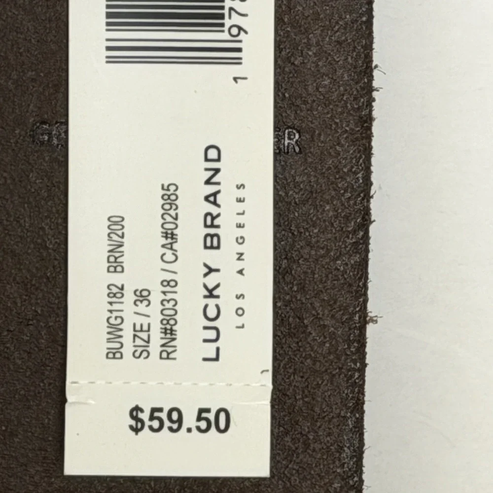 Lucky Brand Men's Size 36 100% Leather Belt Brown Embossed Floral Western NWT